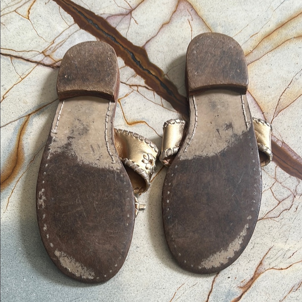 Jack Rogers Gold Classic Leather Sandals - Size 7.5 - Picture 4 of 4